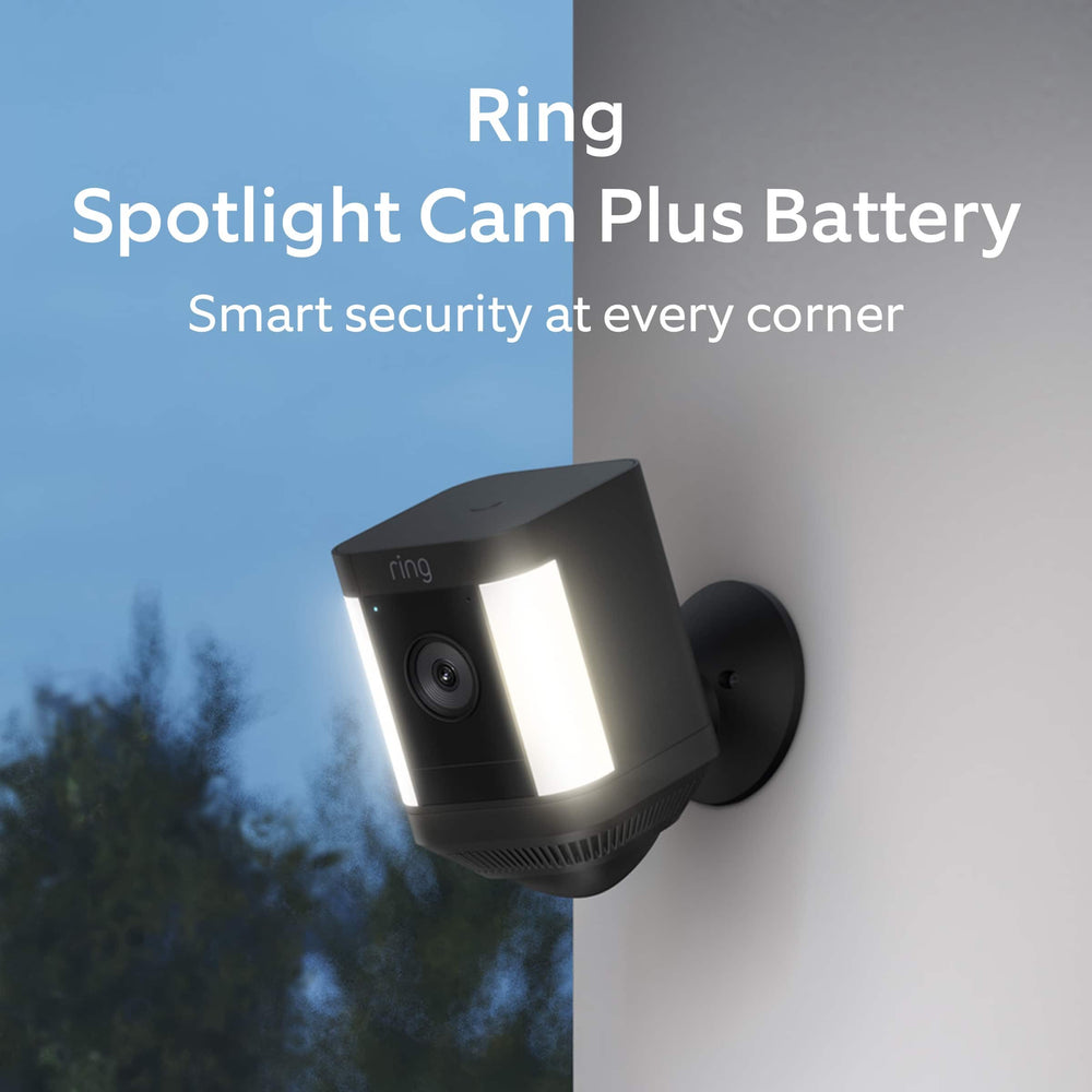 Ring - Spotlight Cam Plus 2-pack Camera Indoor/Outdoor Wireless 1080p Security Cameras - Black