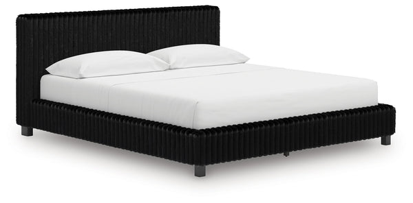 Zuraleus - Upholstered Bed #black #californiaking