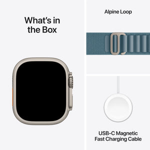 Apple Watch Ultra 3 (GPS+Cellular) 49mm Titanium Case with Light Blue Alpine Loop - Small - Natural - (2025)