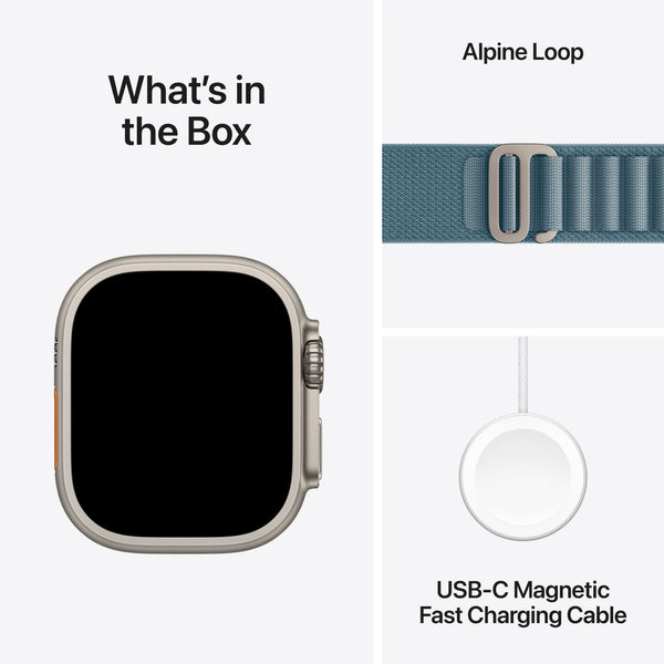 Apple Watch Ultra 3 (GPS+Cellular) 49mm Titanium Case with Light Blue Alpine Loop - Small - Natural - (2025)