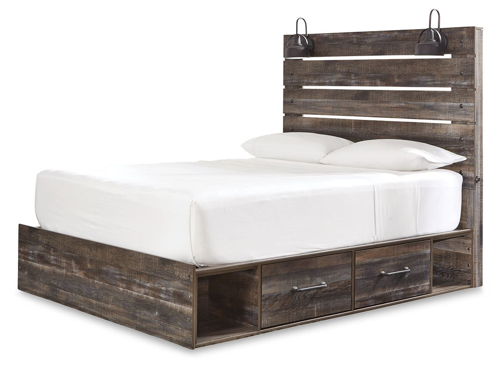 Drystan - Panel Bed #queen #2sidedrawers|4sidedrawers