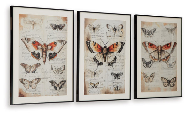 Jossletts - Set de Arte Mural (Juego de 3) - Naranja / Negro / Marfil