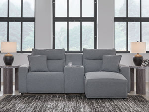 Modmax II - 3 Piece Reclining Sectional #darkgray #3pc.powerrecliningsectionalwithrafpressbackpowerchaiseandconsole