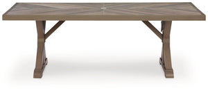 Laguna Heights - Mesa de comedor rectangular con opción para sombrilla - Beige