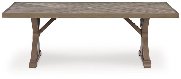 Laguna Heights - Mesa de comedor rectangular con opción para sombrilla - Beige