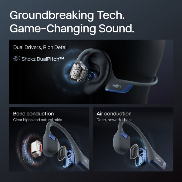 Shokz - OpenRun Pro 2 Wireless Bone Conduction Open-Ear Bluetooth Sports Headphones - Steel Blue