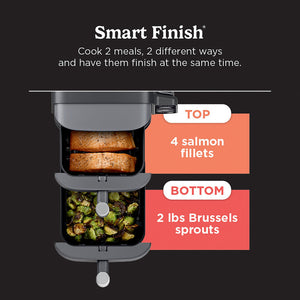Ninja - Smart DoubleStack XL 2-Basket Air Fryer with Leave-in Thermometer, 10 QT, 6-in-1 Smart Cook System, Space Saving Design - Deep Gray