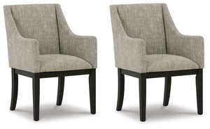 Burkhaus - Silla de comedor tapizada con apoyabrazos (Set de 2) - Beige / Marrón oscuro