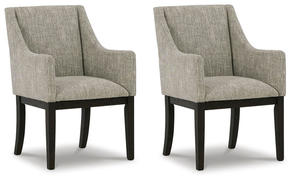Burkhaus - Silla de comedor tapizada con apoyabrazos (Set de 2) - Beige / Marrón oscuro