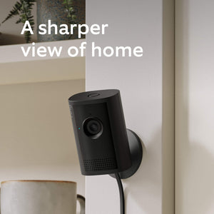 Ring - Indoor Cam Plus, Plug-In, Retinal 2K for enhanced video quality, 6x Zoom, Night Vision for color in near dark - Black