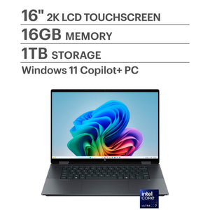 HP - OmniBook X Flip 2-in-1 - Copilot+ PC - 16" 2K Touch-Screen Laptop - Intel Core Ultra 7 256V '24 - 16GB Memory - 1TB SSD - Eclipse Gray