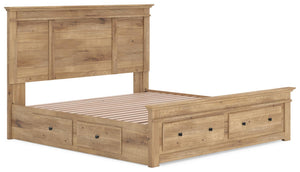 Makidern - Panel Storage Bed #lightbrown #king #2underbedstorageunitsandstoragefootboard