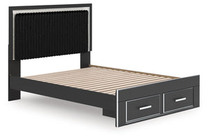 Zuraleus - Upholstered Panel Platform Storage Bed #black #queen