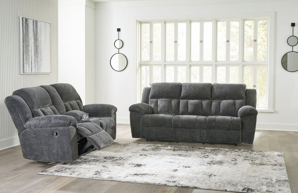 Frohn - Reclining Living Room Set #darkgray #2pc.recliningsofa,recliningloveseatwithconsole