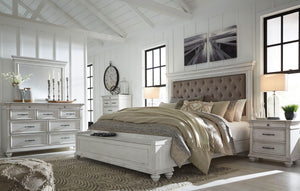 Kanwyn - Upholstered Panel Bed #queen #storagebench