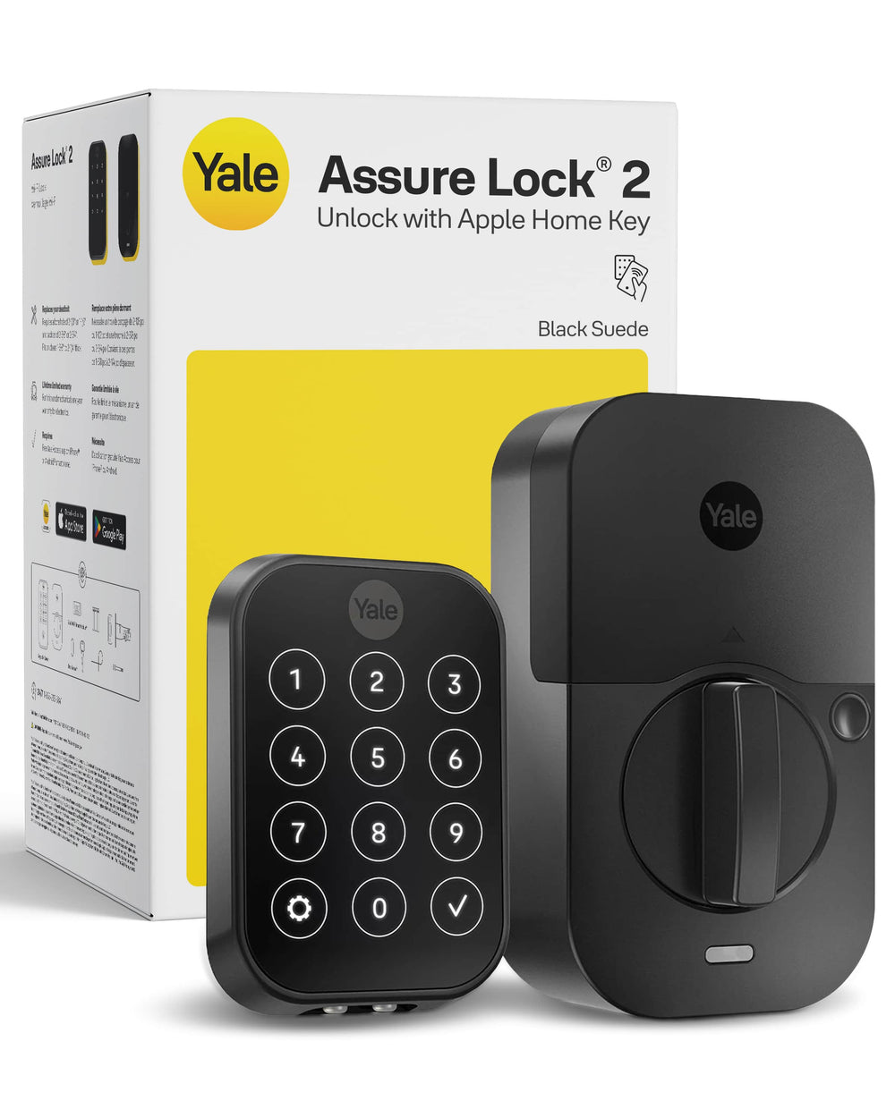 Yale - Assure Lock 2 - Smart Lock Keyless Wi-Fi Deadbolt with APPLE HOME KEYS | Touchscreen Keypad Access - Black Suede