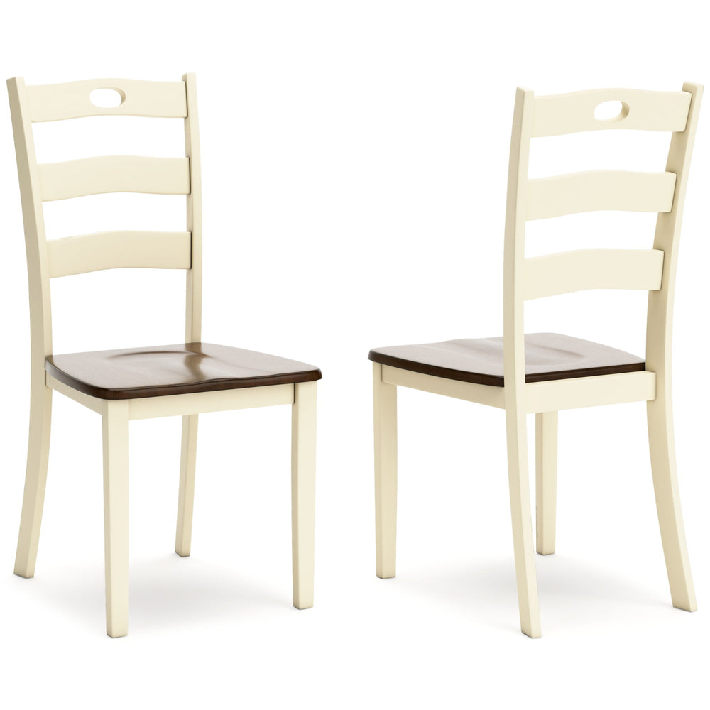 Woodanville - Silla auxiliar para comedor (juego de 2) - Crema / Marrón