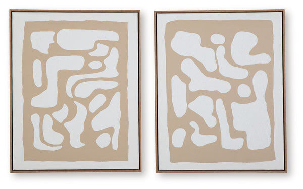 Waldett - Set de arte de pared (2 piezas) - Beige / Blanco