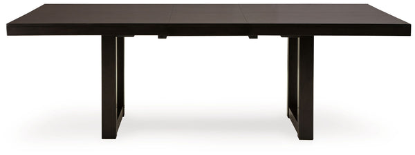 Neymorton - Mesa de comedor rectangular con extensión tipo mariposa - Marrón grisáceo oscuro