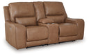 DeepWakes - Power Reclining Loveseat / Console / Adjustable Headrest #lightbrown