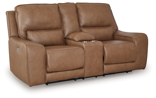 DeepWakes - Power Reclining Loveseat / Console / Adjustable Headrest #lightbrown