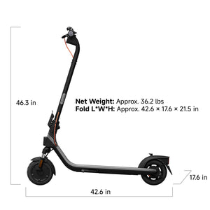 Segway - E2 Plus II Electric Scooter - Lightweight & Portable Commuter Scooter w/ 16 Mile Range, 15 MPH Speed & RGB Lights - Black
