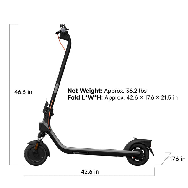 Segway - E2 Plus II Electric Scooter - Lightweight & Portable Commuter Scooter w/ 16 Mile Range, 15 MPH Speed & RGB Lights - Black