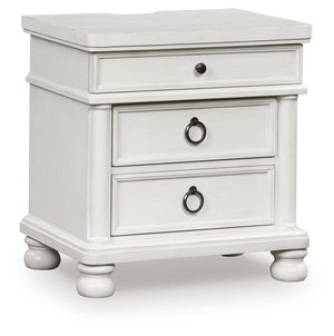 Rowlenstown - Three Drawer Night Stand #white