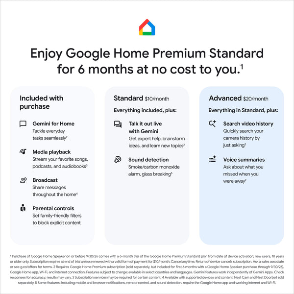 Google - Home Speaker - Smart Speaker with Gemini For Home Voice Assistant and 360-Degree Sound - Porcelain