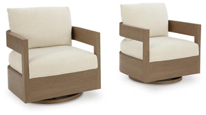 Serene Bay - Silla Planeadora Giratoria con Cojín - Marrón Oscuro / Blanco