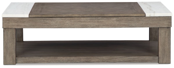 Loyaska - Mesa de centro elevable - Marrón grisáceo / Blanco