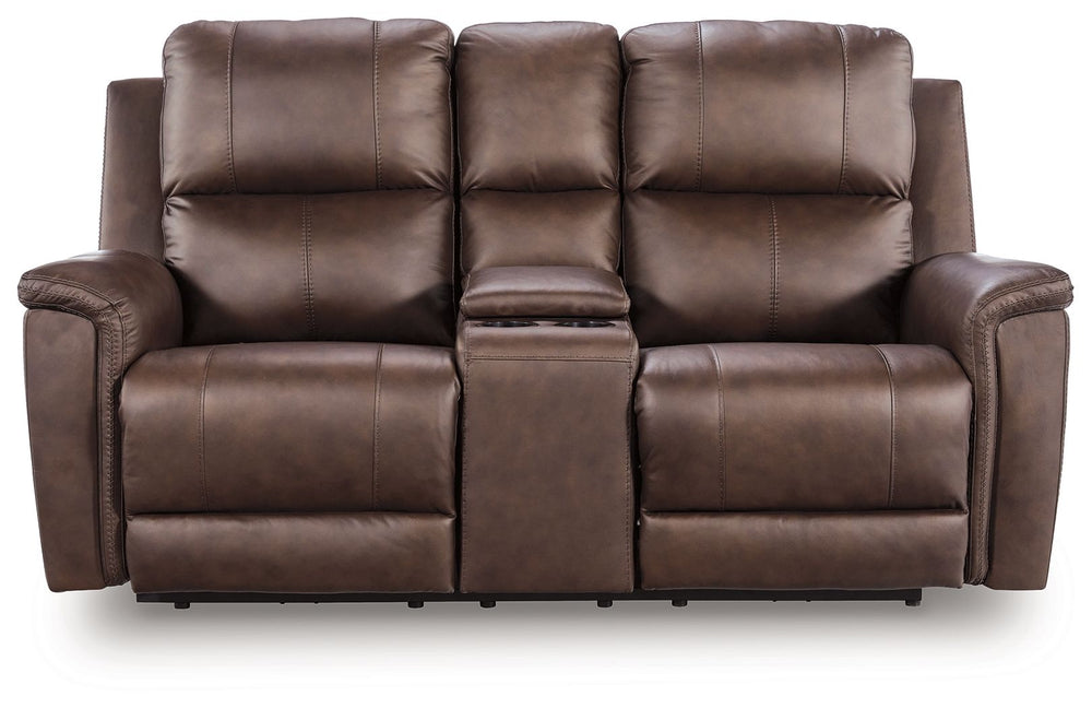Bleckley - Power Reclining Loveseat With Console / Adjustable Headrest #darkgray
