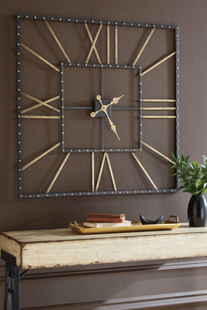 Thames - Reloj de pared - Acabado negro/dorado