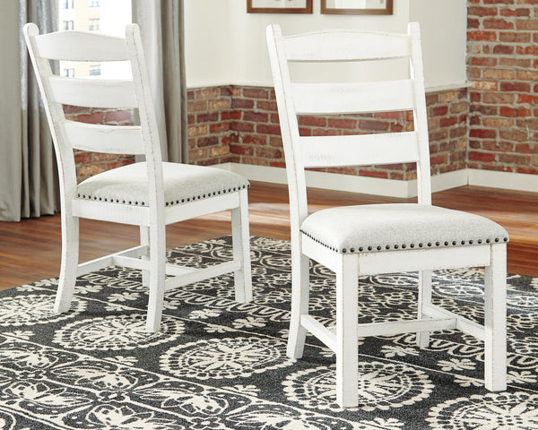 Valebeck - Silla de comedor tapizada (Juego de 2) - Beige / Blanco
