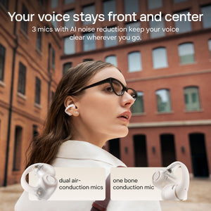 Shokz - OpenDots 2 Open-Ear Clip On True Wireless Bluetooth Earbuds - Pearl White