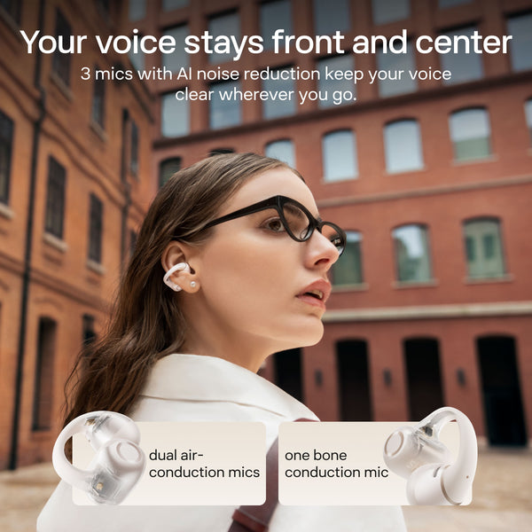 Shokz - OpenDots 2 Open-Ear Clip On True Wireless Bluetooth Earbuds - Pearl White
