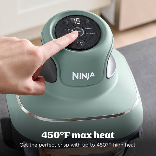 Ninja - Crispi 4-in-1 Portable Glass Air Fryer Cooking System with 2 Glass Containers, Crisper Plates & Storage Lids - Sage Green