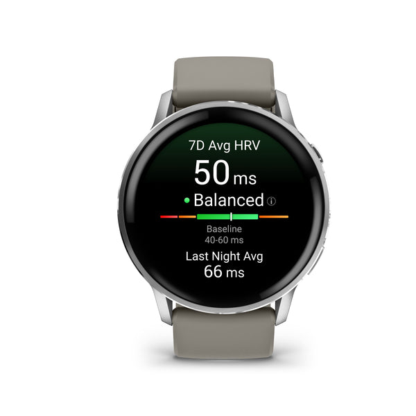 Garmin - Venu 4 GPS Smartwatch 45 mm Fiber-reinforced polymer - Silver - (2025)