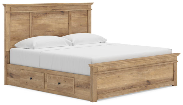 Makidern - Panel Storage Bed #lightbrown #king #2underbedstorageunits