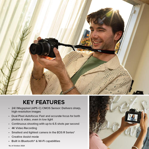 Canon - EOS R100 4K Video Mirrorless Camera with RF-S18-45mm f/4.5-6.3 IS STM Lens - Black