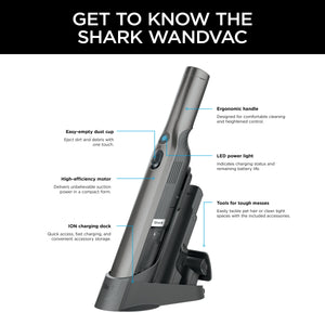 Shark - WV201 WANDVAC Cordless Hand Vac, Lightweight at 1.4 lbs. with Charging Dock, One-Touch Empty for Car & Home - Slate