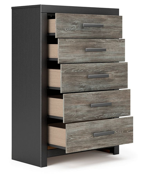 Broachmyn - Five Drawer Chest #black