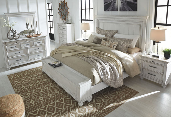 Kanwyn - Panel Bedroom Set #3pc.bed,dresser,mirror #queen #storagebench