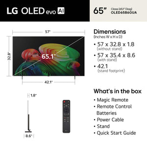 LG - 65" Class B6 OLED AI 4K Smart webOS TV with Perfect Black, Vivid Color and Magic Remote   (2026)