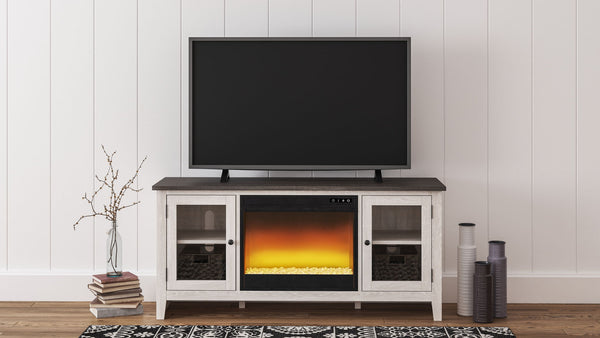 Dorrinson - TV Stand With Fireplace Insert #2pc.tvstandwithglass/stonefireplaceinsert