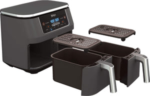 Ninja - Foodi 6-in-1 8-qt. 2-Basket Air Fryer with DualZone Technology & Air Fry, Roast, Broil, Bake, Reheat & Dehydrate - Dark Gray