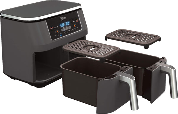 Ninja - Foodi 6-in-1 8-qt. 2-Basket Air Fryer with DualZone Technology & Air Fry, Roast, Broil, Bake, Reheat & Dehydrate - Dark Gray