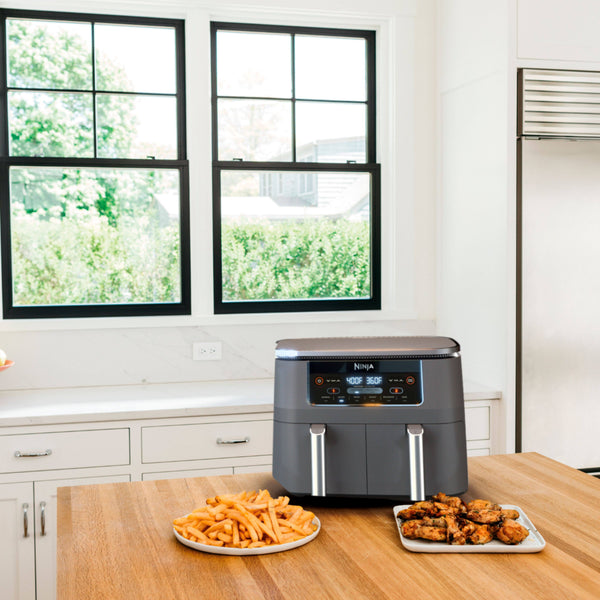 Ninja - Foodi 6-in-1 8-qt. 2-Basket Air Fryer with DualZone Technology & Air Fry, Roast, Broil, Bake, Reheat & Dehydrate - Dark Gray