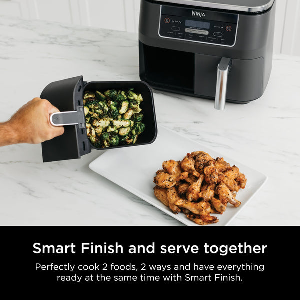 Ninja - Foodi 6-in-1 8-qt. 2-Basket Air Fryer with DualZone Technology & Air Fry, Roast, Broil, Bake, Reheat & Dehydrate - Dark Gray
