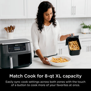 Ninja - Foodi 6-in-1 8-qt. 2-Basket Air Fryer with DualZone Technology & Air Fry, Roast, Broil, Bake, Reheat & Dehydrate - Dark Gray